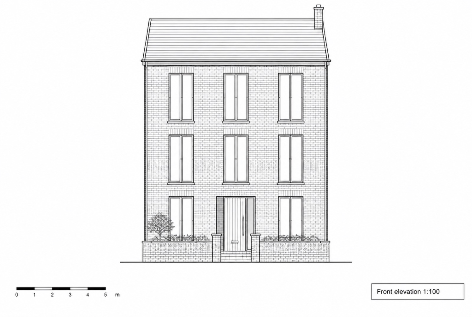 The architect's front elevation drawing